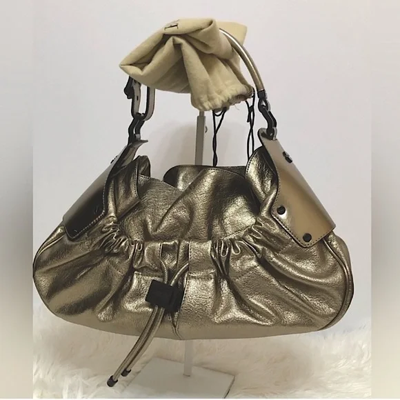 Burberry Handbag Metallic Goldstone Color Rare - Picture 2 of 16
